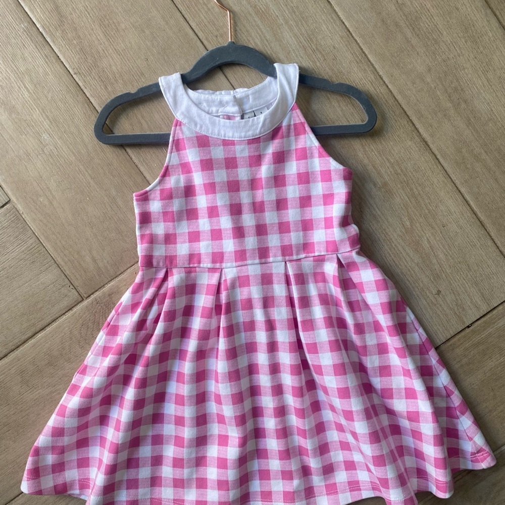 Janie and Jack Pink and White Gingham Sleeveless Dress